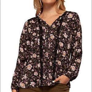 Dex Floral-Print Pintuck Top